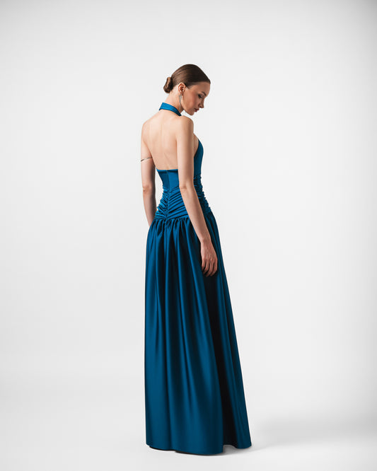 GESELLE MIDNIGHT PETROL LONG GOWN