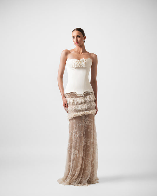 DHALIA PEARL OFFWHITE MAXI GOWN