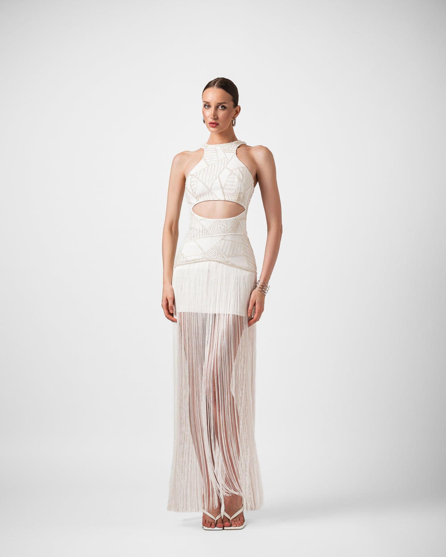 CAPRI SEQUIN FRINGE LONG DRESS