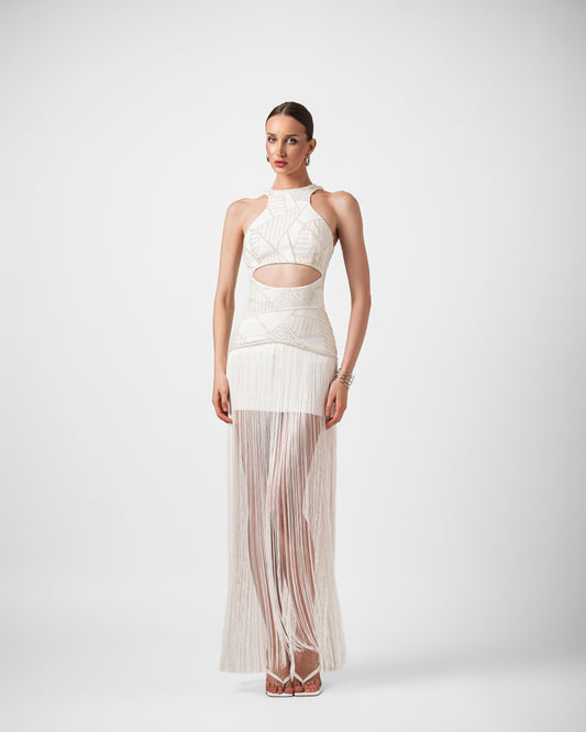 CAPRI SEQUIN FRINGE LONG DRESS