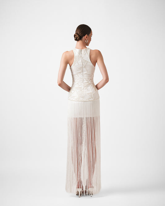 CAPRI SEQUIN FRINGE LONG DRESS