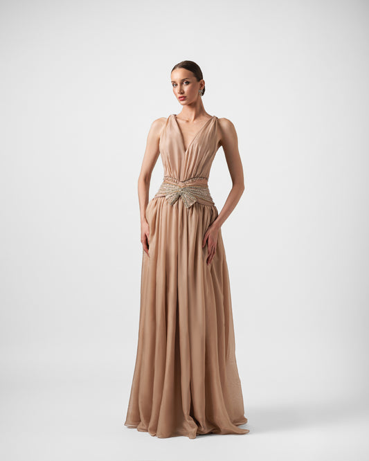 CALIA BUTTERFLY EMBROIDERY CHIFON MAXI GOWN