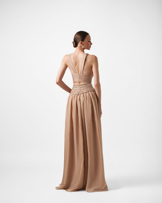 CALIA BUTTERFLY EMBROIDERY CHIFON MAXI GOWN